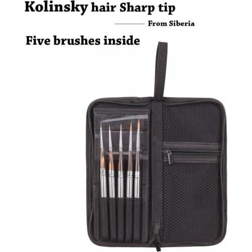 Artsecret 5Pcs Set High-Grade Kolinsky Hair Good Quality Paint Brushes Acrylic Watercolor Wooden Handle Carry On No.851