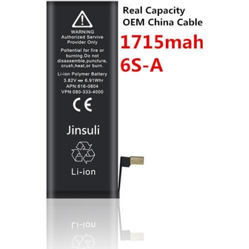 Jinsuli 10pcs/lot Real Capacity China Protection board 1715mAh 3.82V Battery for iPhone 6S 6GS zero cycle replacement 6S-A