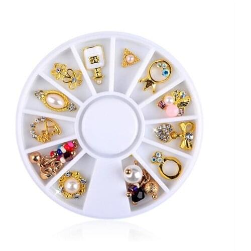 1 Box Alloy Bow Pearl Christmas Craft Decoration FlatBack Cabochon Embellishments For Scrapbooking Accessories Nail Art DIY