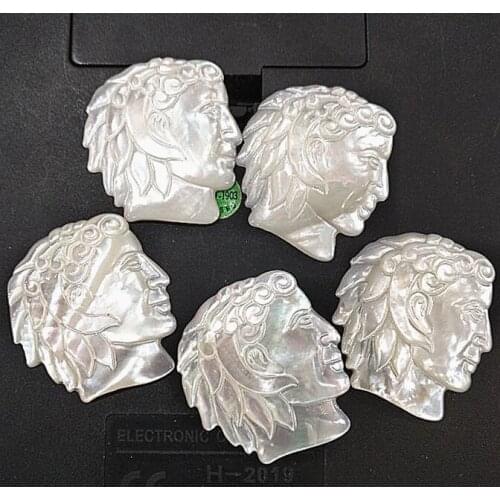 1pcs nature shell beads no hole saltwer carving shell beads 28x25mm beauty firgues one face loose beads accessories