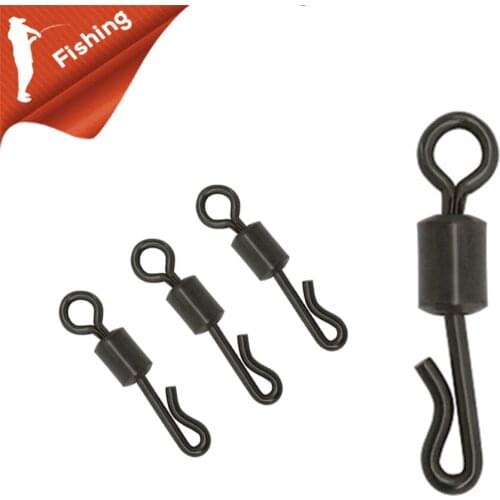 10pcs Large Long Body Q-Shaped Black Quick Change Swivels for Carp Fishing Accessories Size 4# Fishing Terminal Tackle Pesca