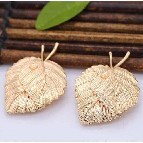 10pcs Brass Casting Leaf Leaves Pendant Charms Brooches Pins Pearls Base High Quality Gold Color DIY Crafts Jewelry Supplies