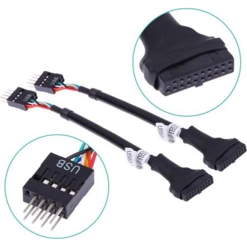 1000pcs lots hot sell USB3.0 to USB2.0 9P Male To 20P Female Motherboard Cable Computer Cable Adapter Chassis front turn wiring