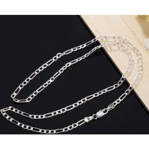 16-30INCH women men noble Beautiful fashion silver colorcharm 4MM Figaro chain pretty Girl Necklace Jewelry for pendant N102