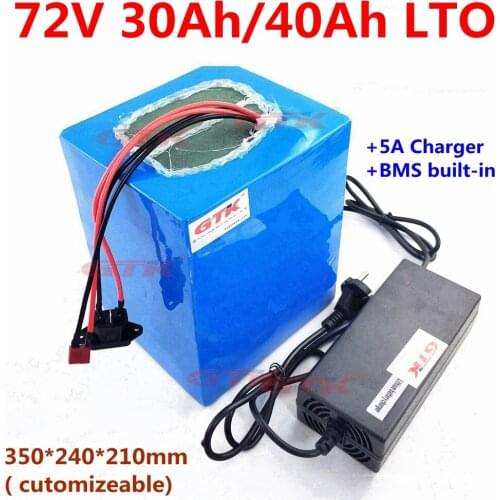 20000 cycles LTO fast charge 72V 30Ah 40Ah 60Ah Lithium Titanate Battery BMS 30S for ebike backup power motorcycle+5A Charger