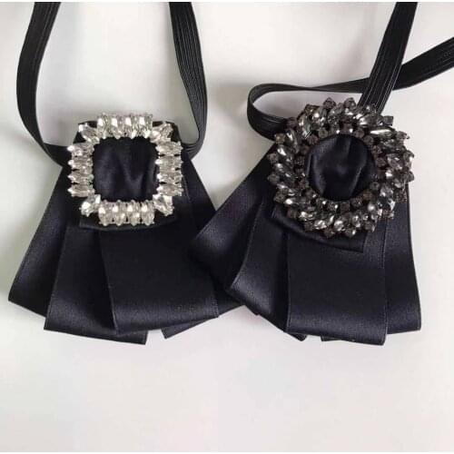 2021 British Men Neck Collar Bolo Tie Cravat Women Elastic Strap Necktie Alloy Rhinestone Bow Tie Wedding Party Bowtie Accessory