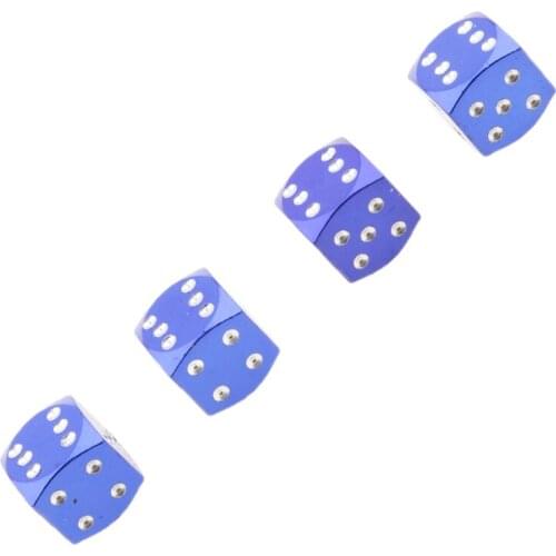 4Pcs Dice Shape Tyre Valve Covers Caps Stems For Car Bike Truck Motorcycle Blue