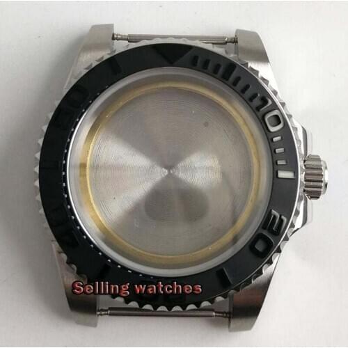 40mm Solid 316L stainless Case hardened mineral sapphire glass fit 2836 Miyota 8215 movement Watch Case