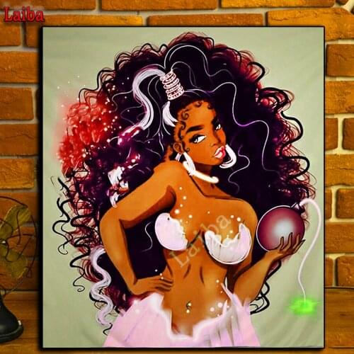 5D Black girl bomb DIY Diamond Painting Embroidery Full Square Diamond Cross Stitch Rhinestone Mosaic Home Wall decor Gift