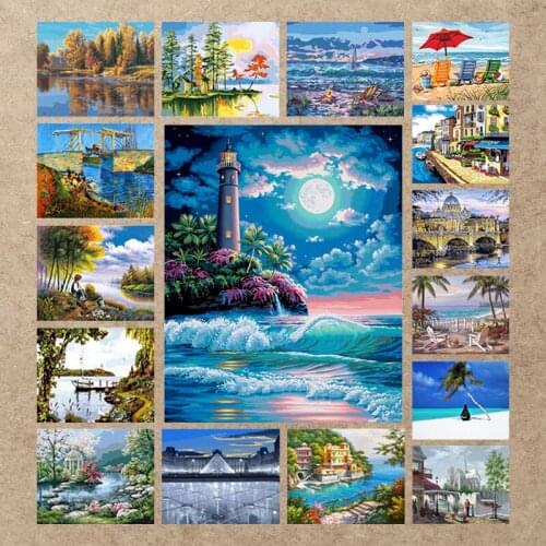 5D Diy Diamond Painting Europe Scenery Mosaic City & Natural Landscape Embroidery Full Square/round Drill Cross Stitch Pictures