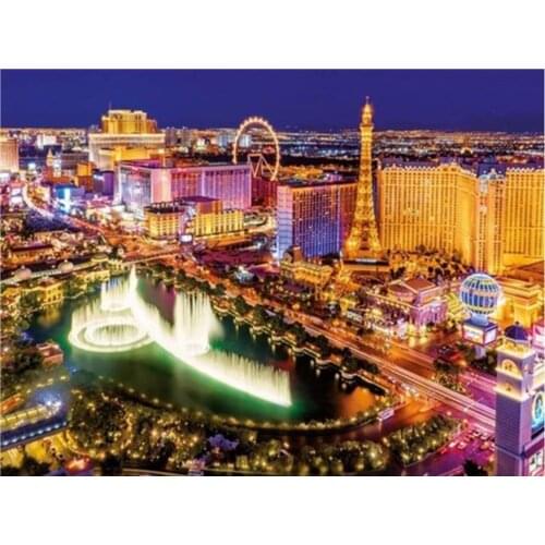 5D DIY diamond painting town landscape full circle diamond embroidery landscape home decoration mosaic Christmas gift