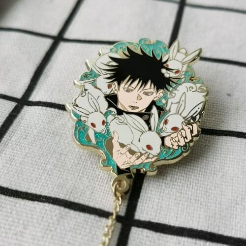 Anime Fushiguro Megumi Jujutsu Kaisen Cosplay Fashion Metal Chain Badge Button Brooch Pins Collection Souvenir Student Gift