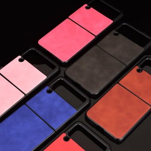 PC+Leather Mobile Phone Case for Galaxy Z Flip3 5G Skin Feel Dermatoglyph Cover Eight Color Phone Accessories