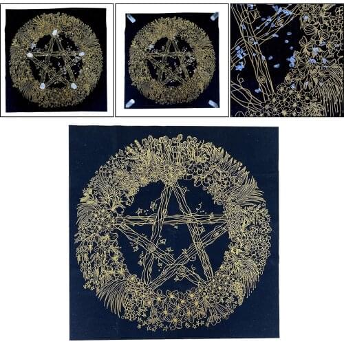 Black Altar Tarot Cards Party Table Cloth Pentagram Retro Tablecloth For Divination Wicca Tapestry Vintage