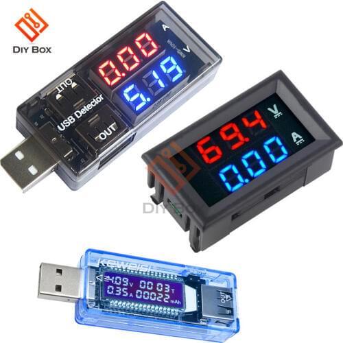 LED Digital Voltmeter Ammeter DC 100V 10A Current Voltage Meter USB Charger Doctor Car Motorcycle Volt Amp Detector Tester