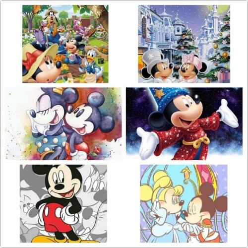 Disney Cartoon Mickey and Minnie Princess DIY Square Diamond Painting Embroidery Childrens Craft Cross Stitch Mosaic Decor Gift