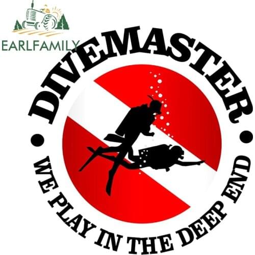 EARLFAMILY 13cm x 12.6cm for Divemaster Dive Flag Funny JDM Car Stickers Waterproof Fashion Scratch-proof Window Trunk Decal