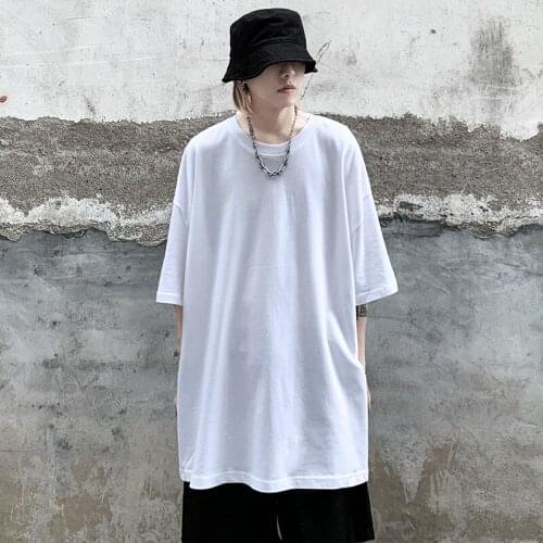 Mr Black Summer Solid Color Short Sleeve T-shirt Mens Round Collar and All-match Undershirt Oversized Couples T Shirt