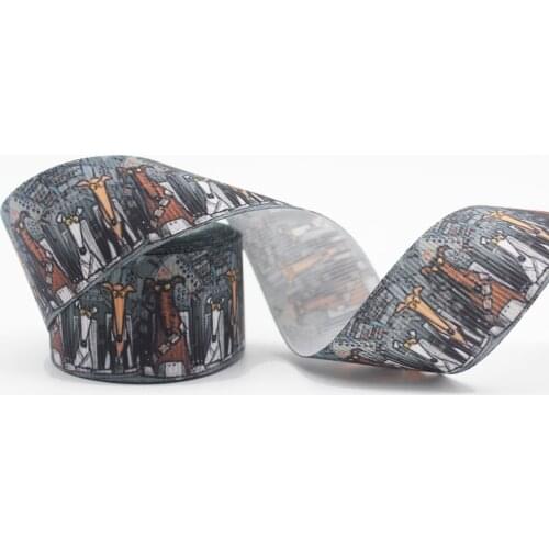 16-75 MM Greyhound Cute Dog Printed Grosgrain Ribbon DIY Handmade Materials Hair Accessories Wedding Gift Wrap Tape