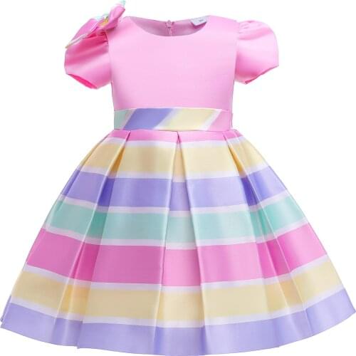 Summer Kids Striped Dresses for Girls Princess Children Clothing Christmas Brithday Wedding Party Baby Girl Dress With Bow 3-10T