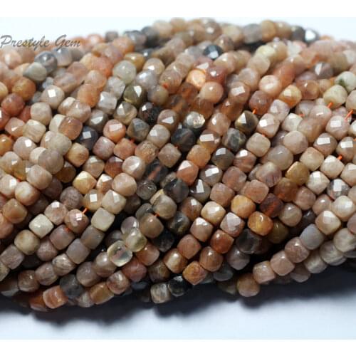 Meihan Natural 4.2mm Black sunstone faceted cube loose beads for jewelry making & DIY gift