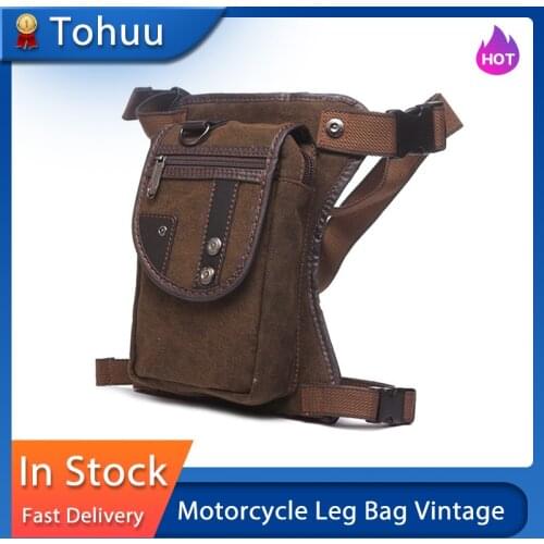 Motorcycle Leg Bag Vintage Multi-pocket Waist Pack Canvas Wear Resistant Bag For Mens Travel Climbing Riding Cycling