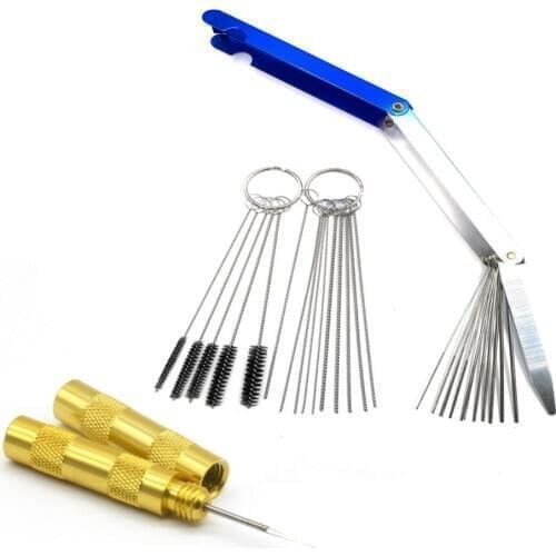 Carburetor Airbrush Spray Gun Nozzle Cleaning Kit Needle & Brush Set Repair Tool Jet Cleaner Remove Nozzle Paint Dirt Tube