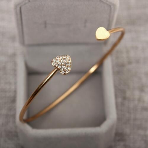 New Creative Adjustable Heart Bangles Gold Rhinestone Lover Bracelets Women Original Jewelry Girls Jewelry Lover Gift Trinket