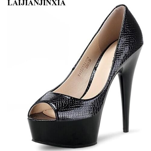 New 15cm hate the height of the night club and the super high heel peoples leather factory direct sales of new large Dance Shoe