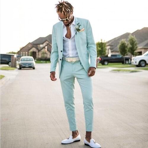 Slim Fits Mint Green Mens Evening Dress Toast Suit Notch Lapel Groom Tuxedos Businss Blazer Clothes (Jacket+Pants+Tie) W:463