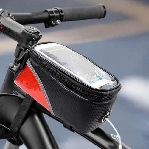 WOLFBASE Wholesale ODM Bicycle Cycling Handlebar Bag Frame Front Top Tube Bag PU Material Waterproof Touch Screen Protector MTB