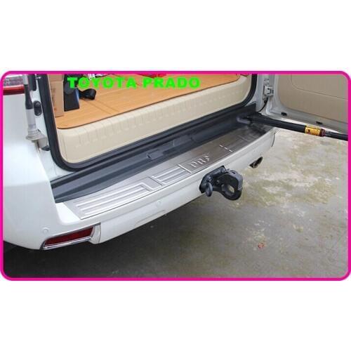 Higher star car rear trunk scuff footplate,protection plate,guard plate sticker with logo for TOYOTA Land Cruiser Prado 2014