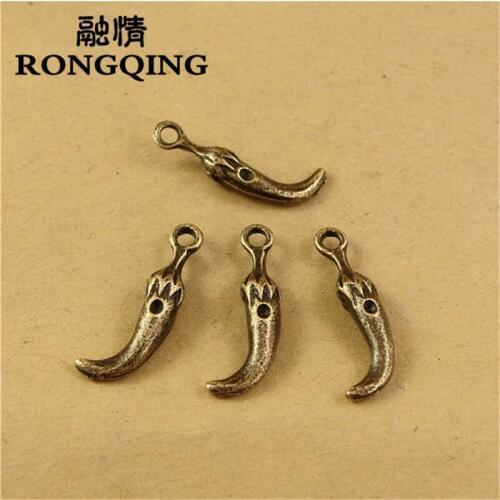 RONGQING 24*5MM 50pcs/lot chili Pendants Necklaces Bracelets Handmade Jewelry Charms DIY