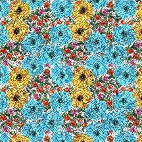 Polyester stretch fabric dress custom thin digital printing colorful flower pattern DIY clothes shirt sewing bedding cloth dznz1