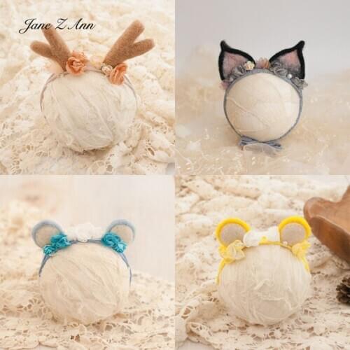 Newborn photography props lovely hairband animal fox rabbit deer theme headdress studio shooting aceessories