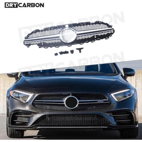 ABS Fog Lamp Grille For Mercedes Benz CLS Class C257 CLS260 300 350 450 CLS53 2019 UP Front Bumper Grill Fog Light Box AMG Style