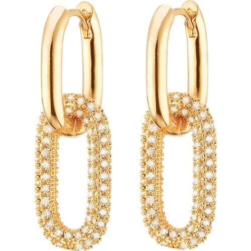 Luxury Gift Silvery Female Korean Earring Fashion Copper with CZ Zircon Gold Oval Hoop Earrings Statemen Jewelry for Women 2020