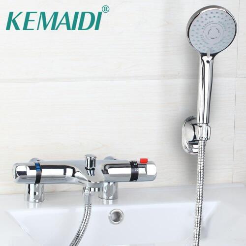 KEMAIDI Bath Mixer banho de torneira Thermostatic Deck Mount Bathtub Faucet With Hand Shower Faucets Mixers Shower Set
