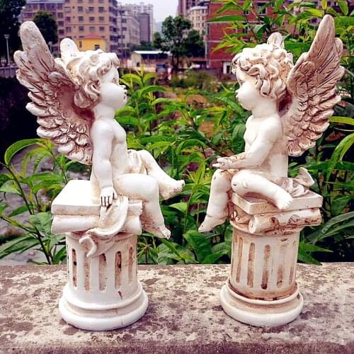 CUPID BUST ANGEL STATUE ROMAN MYTHOLOGY AMORETTO HOME DECORATION RESIN CRAFTWORK VALENTINES DAY GIFT 2PCS/SET L1929