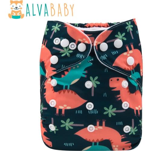 Alvababy Cloth Diapers Baby 2019 New Printed Baby Cloth Nappy with Microfiber Insert
