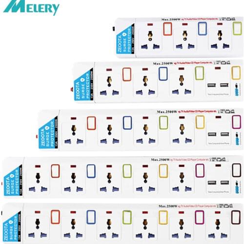 Power Strip 1/2/3/4/5 Way AC Universal Outlets Plug Socket with USB Individually Switch Extension Cord Surge/Overload Protection