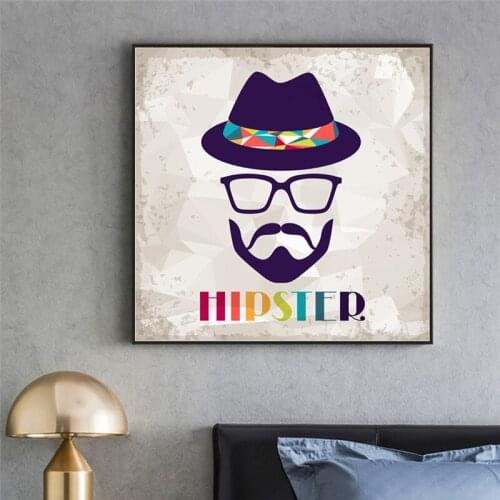 Vintage Fashion Hipster Wall Art Poster Print Colorful Beard Gentleman Canvas Painting Modern Abstract Art Pictures Home Decor