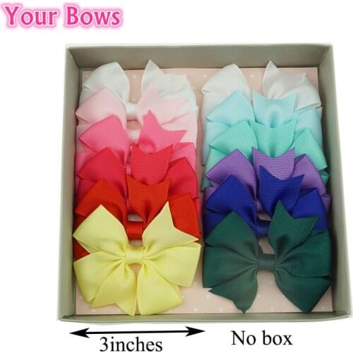 You Bows 12Pcs/Lot Boutique Hair Bows Solid Ribbon Bows Hairpins Girls Hair Clips Headwear Kids Hair Accessories
