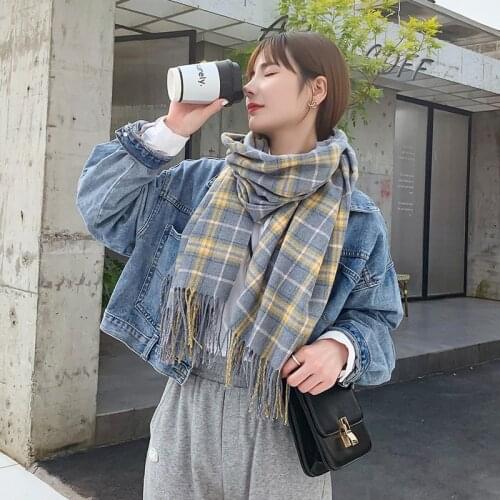 Winter Womens Scarves Warm Plaid Casual Vintage Black Scarf Women Foulard Femme Echarpe Femme Cashmere Scarf