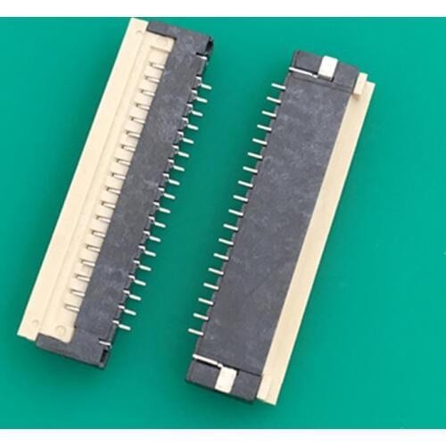 10pcs FPC Connector 1.0 pitch 14 pin SMT Flip Under Cover Gold plated FFC Flexible Cable Socket Thickness 2.0mm