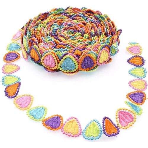 15 Yards Colorful Love Fabric Embroidery Polyester DIY Lace Applique Sewing Craft Lace Edge Trim Ribbon Edging Trimmings
