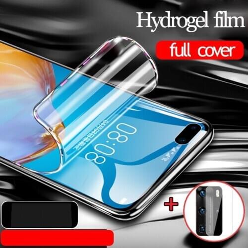 2 in 1 Film For Huawei P40 Lite E Pro Plus Hydrogel Film For Huawei P40 Pro Plus Front Screen Protector Camera Len Film P40