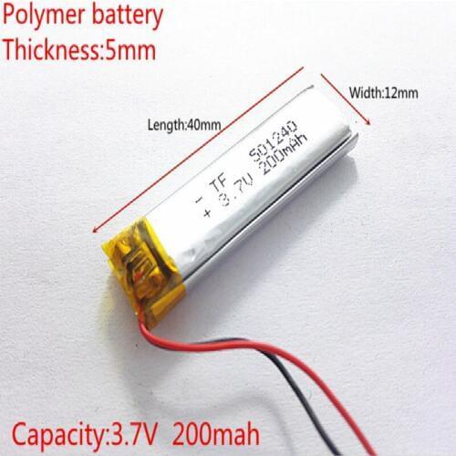 3.7V 200mAh 501240 Lithium Polymer Li-Po li ion Rechargeable Battery cells For Mp3 MP4 MP5 GPS mobile bluetooth