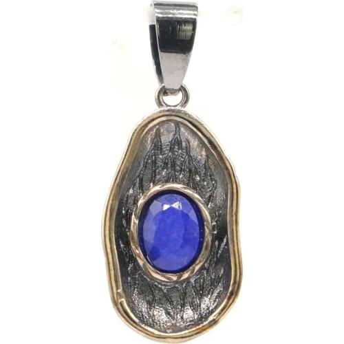 44x21mm Special Vintage Style Created 8.0g Red Blood Ruby Gift For Womans Black Gold Silver Pendant