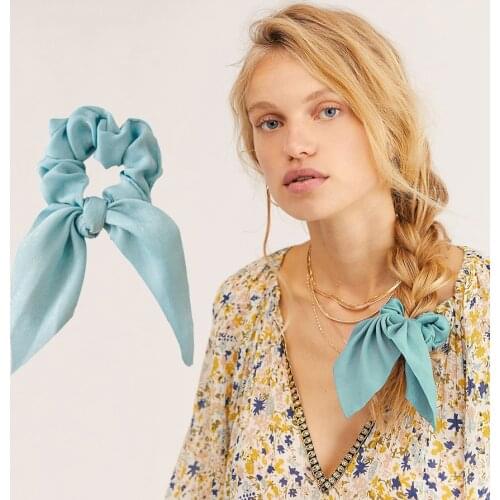 4 Pcs Satin Scrunchies for Women Hair Accessories Girl Rabbit Ears Elastic Hair Bands Cute Scrunchie Hair Ties 2020